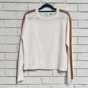 NWOT Brave Soul (ASOS) Cream Sweater w/ Camel Striped Arms